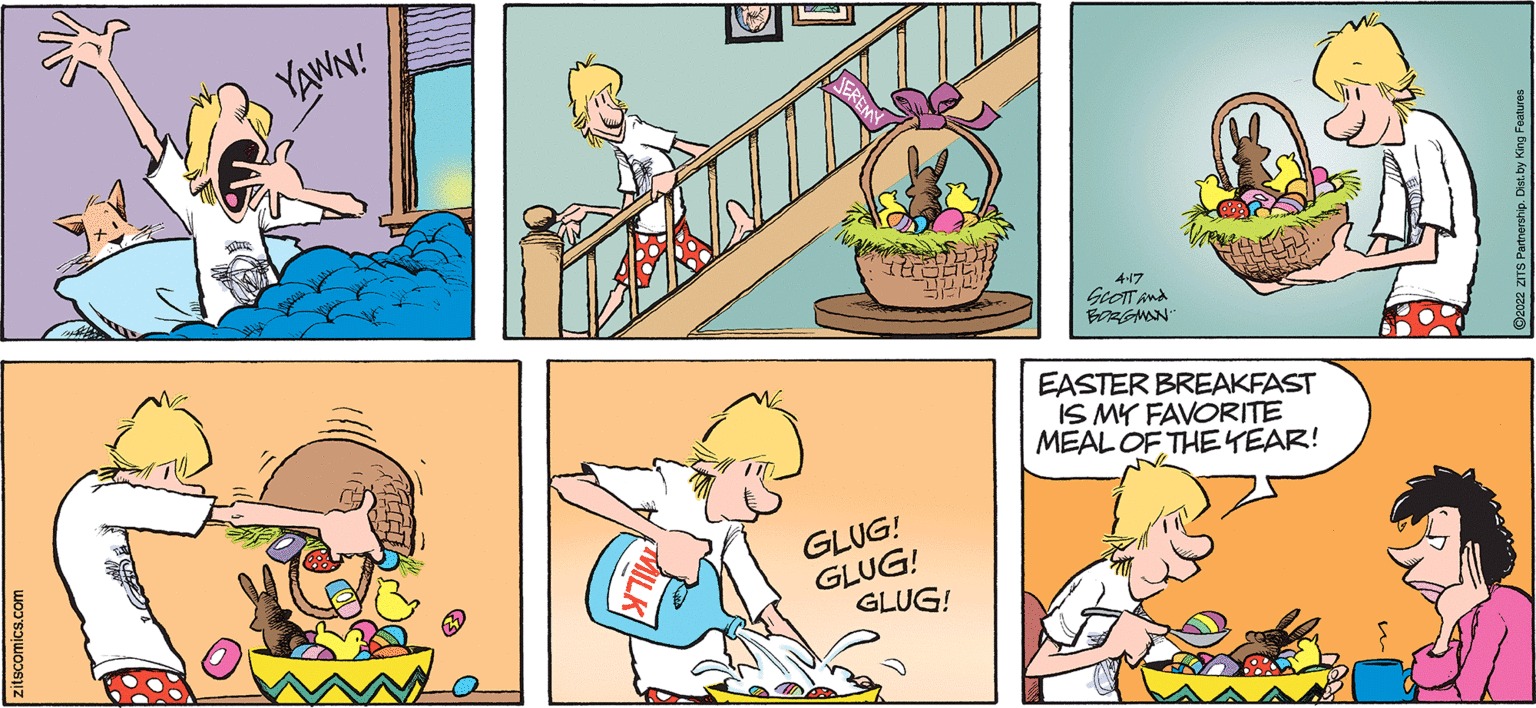 Line OCR: YAWN! 417 GcOTT Ana EASTER BREAKFAST IS MY FAVORITE MEAL OF THEYEAR! GLUG! GLUG! GLUG! YAWN! 417 GcOTT Ana EASTER BREAKFAST IS MY FAVORITE MEAL OF THEYEAR! GLUG! GLUG! GLUG!