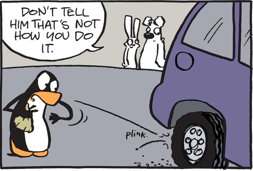 Automotive tire OCR: DON'T TELL HIM THAT 'S NOT HOw you DO IT. plink. DON'T TELL HIM THAT 'S NOT HOw you DO IT. plink.