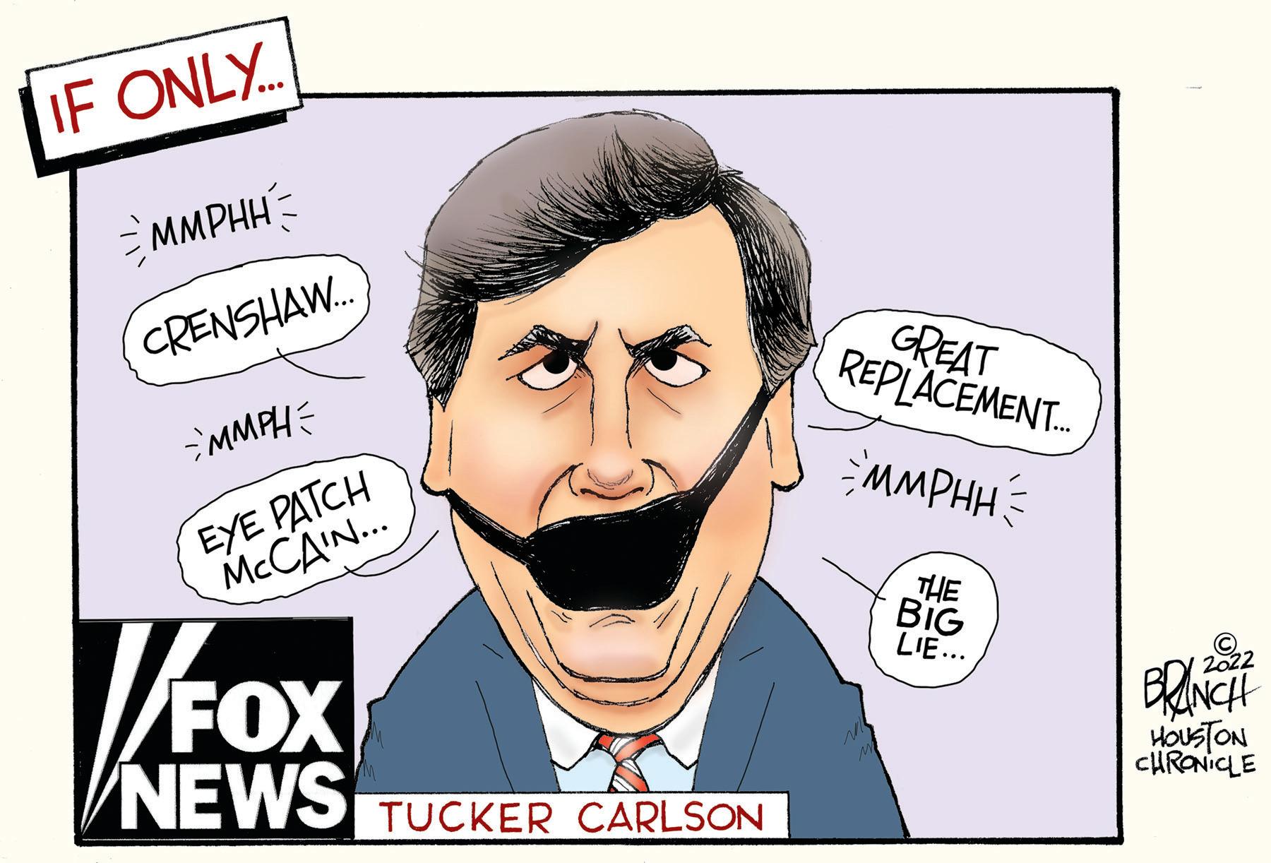 Facial expression OCR: IF ONLY. MMPHH: CRENSHAW.. GREAT REPLACEMENT. MMPH= EYE PATCH MCCAIN. MMPHH THE BIG LIE... FOX NEWS 2022 HOUSTON CHRONICLE TUCKER CARLSON IF ONLY. MMPHH: CRENSHAW.. GREAT REPLACEMENT. MMPH= EYE PATCH MCCAIN. MMPHH THE BIG LIE... FOX NEWS 2022 HOUSTON CHRONICLE TUCKER CARLSON