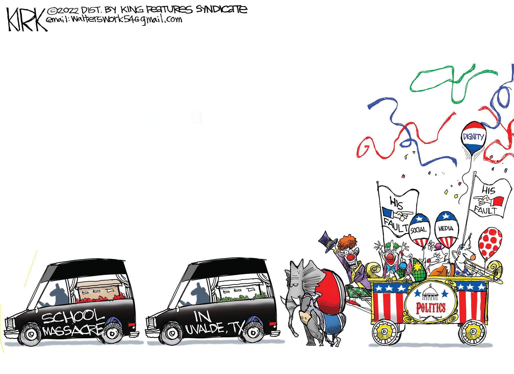 Rolling OCR: @2022 DIST. BY KING Features SYNDICATE email: Walterswork54@gmail.com ta SCHOOL MASSACRE KIRK IN UVALDETX HIS FAULT MEDIA MONT ? POLITICS SOCIAL DIGNITY en His FAULT @ 2022 DIST . BY KING Features SYNDICATE email : Walterswork54@gmail.com ta SCHOOL MASSACRE KIRK IN UVALDETX HIS FAULT MEDIA MONT ? POLITICS SOCIAL DIGNITY en His FAULT