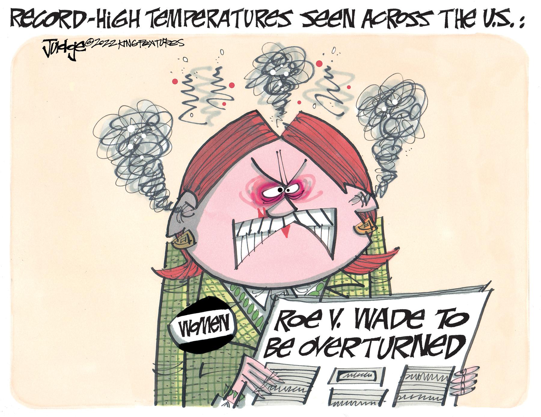 Drawing OCR: RECORD-HIGH TEMPERATURES SeEN ACROSS THE US. : Roe V. WADE TO Be dveRTURINED WeMeN munun RECORD-HIGH TEMPERATURES SeEN ACROSS THE US. : Roe V. WADE TO Be dveRTURINED WeMeN munun