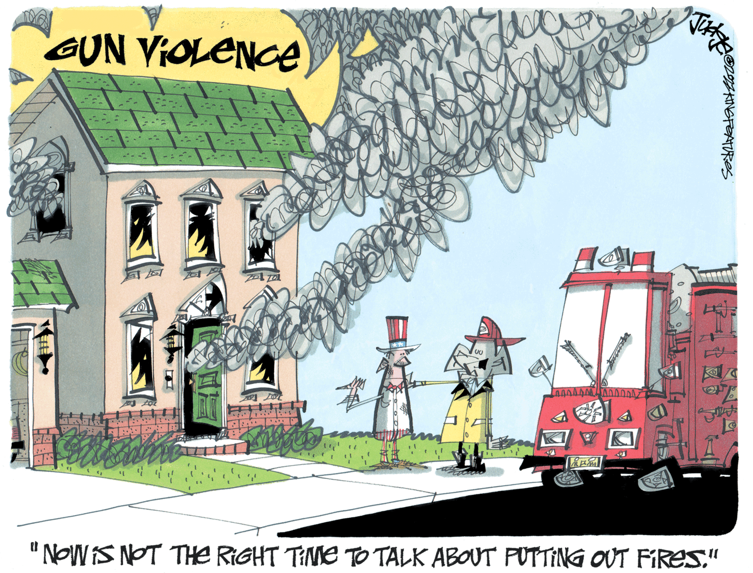 Rolling OCR: GUN VIOLENCE 20 -- A --L -- 2 24 -:-- SPEATURES AA 77 FU "NOW IS NOT THE RIGHT TIME TO TALK ABOUT PUTTING OUT FIRES." GUN VIOLENCE 20 -- A --L -- 2 24 - : -- SPEATURES AA 77 FU " NOW IS NOT THE RIGHT TIME TO TALK ABOUT PUTTING OUT FIRES . "