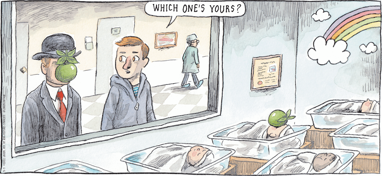 Illustration OCR: Maconuds WHICH ONE'S YOURS? Liniers Maconuds WHICH ONE'S YOURS? Liniers