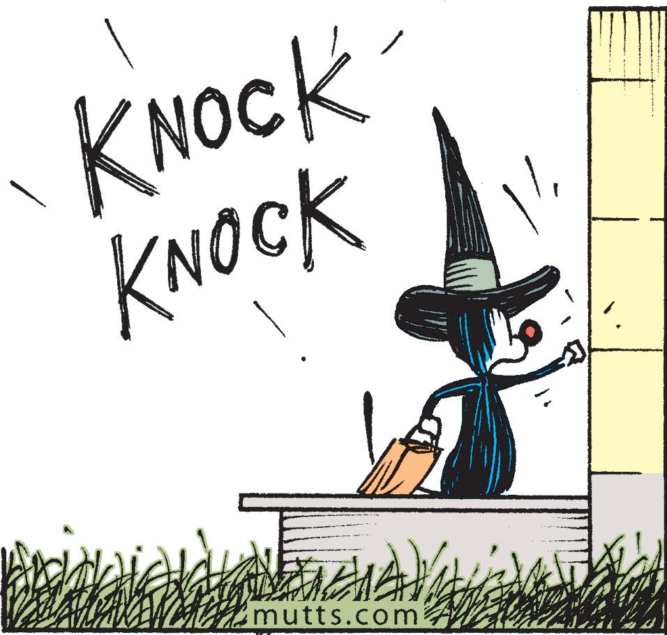 Rectangle OCR: KNOCK KNOCK mutts.com KNOCK KNOCK mutts.com