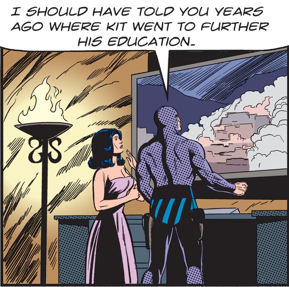 Illustration OCR: I SHOULD HAVE TOLD YOU YEARS AGO WHERE KIT WENT TO FURTHER HIS EDUCATION. I SHOULD HAVE TOLD YOU YEARS AGO WHERE KIT WENT TO FURTHER HIS EDUCATION.