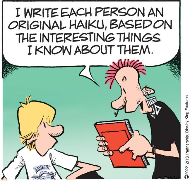 Gesture OCR: I WRITE EACH PERSON AN ORIGINAL HAIKUBASED ON THE INTERESTING THINGS I KNOW ABOUT THEM. A 1 ?2022 ZITS Partnership. Dist. by King Features I WRITE EACH PERSON AN ORIGINAL HAIKUBASED ON THE INTERESTING THINGS I KNOW ABOUT THEM . A 1 ?2022 ZITS Partnership . Dist . by King Features