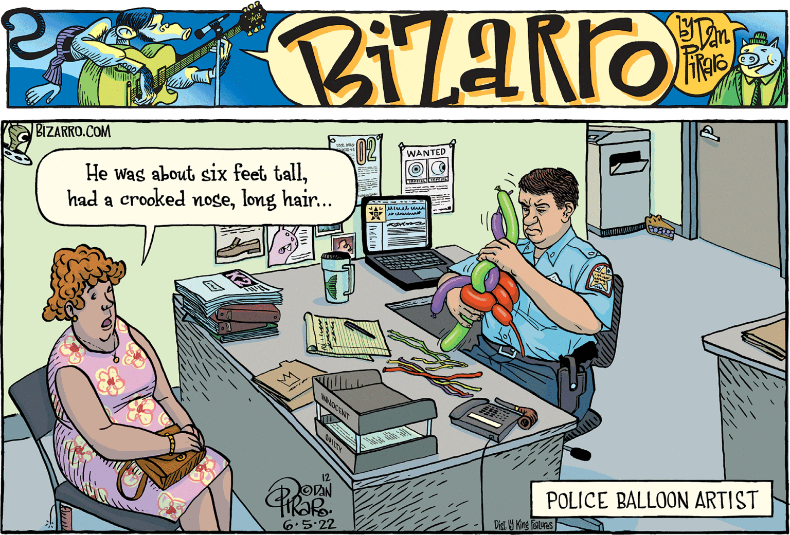 Job OCR: BIZARRO.COM WANTED He was about six feet talllong hair... WNOCEMT 12 ODAN POLICE BALLOON ARTIST Dist 9 King Faturas 6.5-22 BIZARRO.COM WANTED He was about six feet tallhad a crooked nogelong hair... WNOCEMT 12 ODAN POLICE BALLOON ARTIST Dist 9 King Faturas 6.5-22