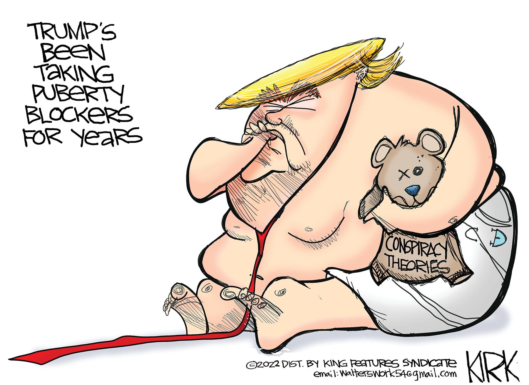 Finger OCR: TRUMP'S Been TAKING PUBERTY BLOCKERS FOR Years CONSPIRACY THEORIES ?2022 DIST. BY KING FEATURES SYNDICATE email: Walterswork546gmail.com KIRK TRUMP'S Been TAKING PUBERTY BLOCKERS FOR Years CONSPIRACY THEORIES ?2022 DIST . BY KING FEATURES SYNDICATE email : Walterswork546gmail.com KIRK