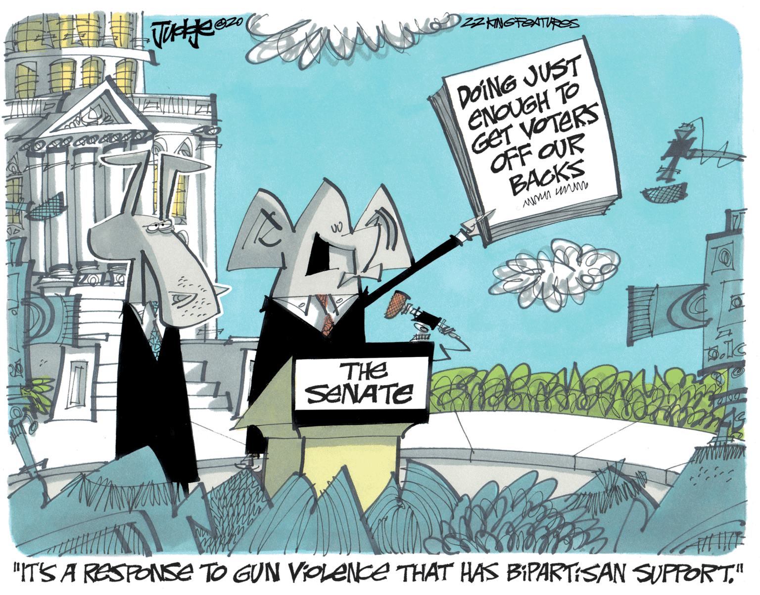 Fiction OCR: SPEATURES DARBA DOING JUST ENOUGH TO GET VOTERS OFF OUR BACKS ???? ???? ZOLAG All SENATE ON Dear VINNAN "IT'S A RESPONSE TO GUN VIOLENCE THAT HAS BIPARTISAN SUPPORT." B.K SPEATURES DARBA DOING JUST ENOUGH TO GET VOTERS OFF OUR BACKS ???? ???? ZOLAG All SENATE ON Dear VINNAN " IT'S A RESPONSE TO GUN VIOLENCE THAT HAS BIPARTISAN SUPPORT . " B.K