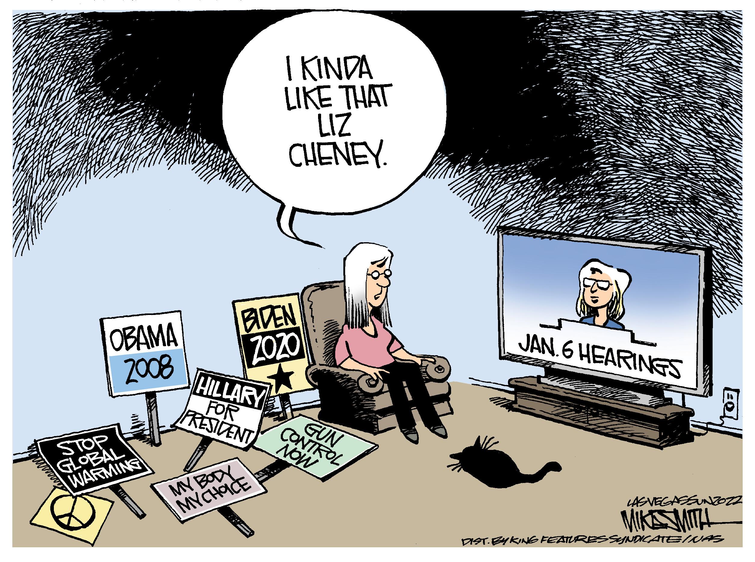 Fiction OCR: OBAMA 2008 STOP GLOBAL WARMING BIDEN ZOZO HILLARY FOR PRESIDENT I KINDA LIKE THAT LIZ CHENEY. MY BODY MYCHOCE NOW GUN CONTROL RODD) JAN. 6 HEARINGS LASVEGASSUNZOZZ MIKE SMITH DIST. BYKING FEATURES SYNDICATE INAS OBAMA 2008 STOP GLOBAL WARMING BIDEN ZOZO HILLARY FOR PRESIDENT I KINDA LIKE THAT LIZ CHENEY . MY BODY MYCHOCE NOW GUN CONTROL RODD ) JAN . 6 HEARINGS LASVEGASSUNZOZZ MIKE SMITH DIST . BYKING FEATURES SYNDICATE INAS