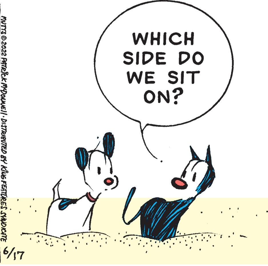 Happy OCR: WHICH SIDE DO WE SIT ON? MUTTS?2022 PATRICK MCDONWE!! · DISTRIBUTED BY KING FEATURES SYNDICATE L1/9! WHICH SIDE DO WE SIT ON ? MUTTS?2022 PATRICK MCDONWE !! · DISTRIBUTED BY KING FEATURES SYNDICATE L1 / 9 !