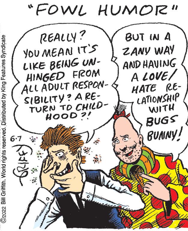 Human body OCR: ?2022 Bill Griffith. World rights reserved. Distributed by King Features Syndicate "FOWL HUMOR" REALLY? BUT IN A YOU MEAN IT'S ZANY WAY LIKE BEING UN- HINGED FROM ALL ADULT RESPON- AND HAVING A LOVE/ HATE RE- SIBILITY? A RE- LATIONSHIP TURN TO CHILD- HOOD?! WITH BUGS BUNNY! 6-7 farlig ?2022 Bill Griffith . World rights reserved . Distributed by King Features Syndicate " FOWL HUMOR " REALLY ? BUT IN A YOU MEAN IT'S ZANY WAY LIKE BEING UN HINGED FROM ALL ADULT RESPON AND HAVING A LOVE / HATE RE SIBILITY ? A RE LATIONSHIP TURN TO CHILD HOOD ?! WITH BUGS BUNNY ! 6-7 farlig