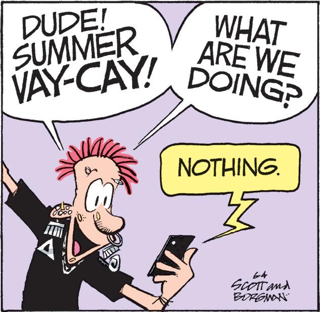 Gesture OCR: DUDE! SUMMER WHAT ARE WE VAY-CAY! DOING? NOTHING. 64 SCOTT and BORGMAN DUDE ! SUMMER WHAT ARE WE VAY - CAY ! DOING ? NOTHING . 64 SCOTT and BORGMAN