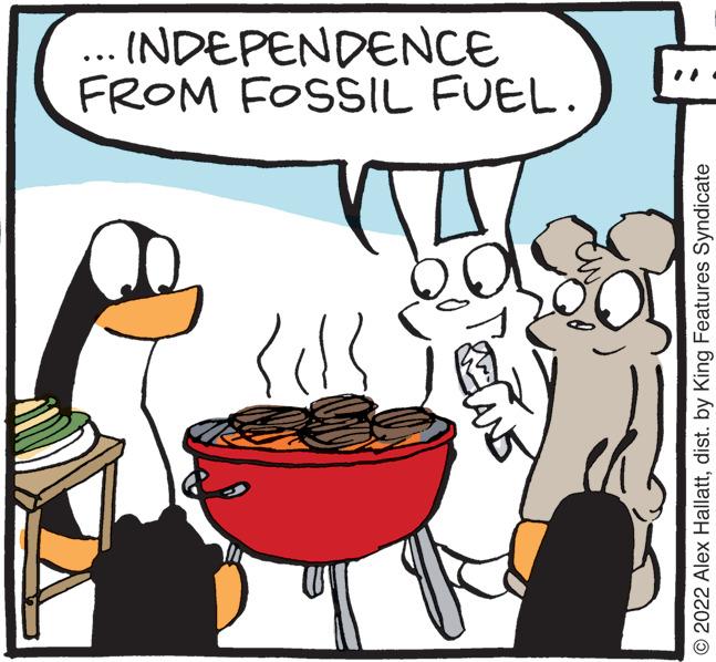 Ingredient OCR: 'll TEMS ?2022 Alex Hallattdist. by King Features Syndicate FROM FOSSIL FUEL. · INDEPENDENCE ' ll TEMS ?2022 Alex Hallattdist . by King Features Syndicate FROM FOSSIL FUEL . · INDEPENDENCE