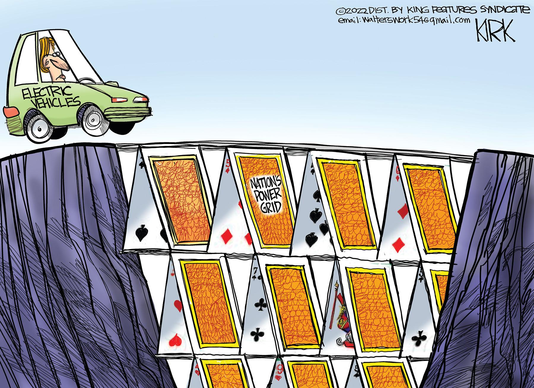 Roof OCR: ELECTRIC VEHICLES NATIONS POWER GRID @2022 DIST. BY KING FEATURES SYNDICATE email: Walterswork546gmail.com KIRK ELECTRIC VEHICLES NATIONS POWER GRID @ 2022 DIST . BY KING FEATURES SYNDICATE email : Walterswork546gmail.com KIRK