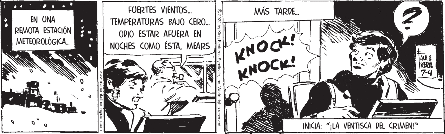 Art OCR: EN UNA REMOTA ESTACIÓN METEOROLÓGICA.... FUERTES VIENTOS... TEMPERATURAS BAJO CERO... ODIO ESTAR AFUERA EN NOCHES COMO ÉSTAMEARS MÁS TARDE... KNOCK! KNOCK! INICIA: "LA VENTISCA DEL CRIMEN!" ALK & RIERT 7-4 EN UNA REMOTA ESTACIÓN METEOROLÓGICA .... FUERTES VIENTOS ... TEMPERATURAS BAJO CERO ... ODIO ESTAR AFUERA EN NOCHES COMO ÉSTAMEARS MÁS TARDE ... KNOCK ! KNOCK ! INICIA : " LA VENTISCA DEL CRIMEN ! " ALK & RIERT 7-4