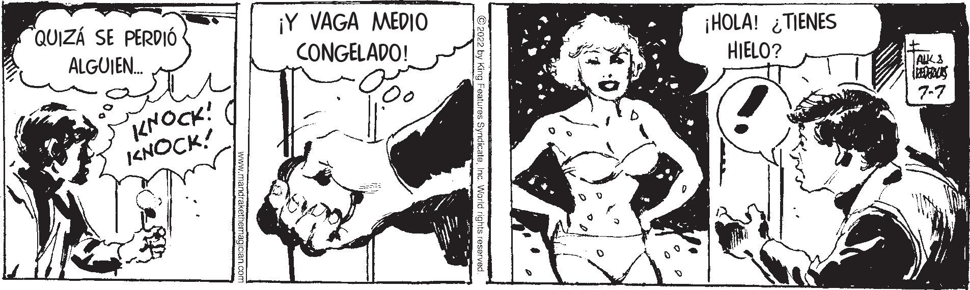 Chest OCR: QUIZÁ SE PERDIÓ ALGUIEN... KNOCK! KNOCK! ¡Y VAGA MEDIO CONGELADO! Ooo ¡HOLA! ¿TIENES HIELO? AUKS 7-7 QUIZÁ SE PERDIÓ ALGUIEN ... KNOCK ! KNOCK ! ¡ Y VAGA MEDIO CONGELADO ! Ooo ¡ HOLA ! ¿ TIENES HIELO ? AUKS 7-7