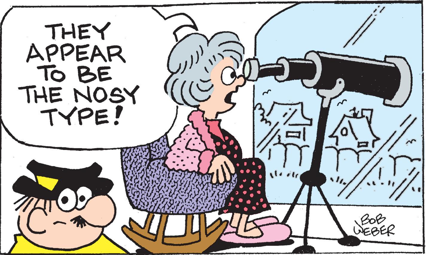 Line OCR: THEY APPEAR TO BE THE NOSY TYPE! 45 J BOB WEBER THEY APPEAR TO BE THE NOSY TYPE ! 45 J BOB WEBER