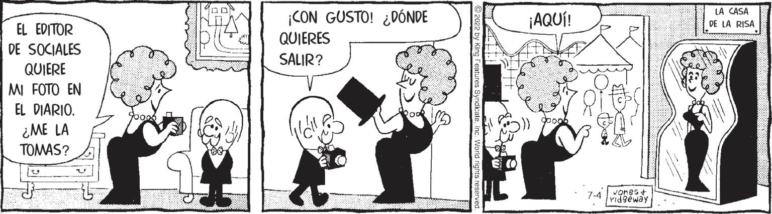 Monochrome OCR: EL EDITOR DE SOCIALES QUIERE MI FOTO EN EL DIARIO. ¿ME LA TOMAS? ?? HEA Pe ¡CON GUSTO! ¿DÓNDE QUIERES SALIR? ¡AQUÍ! 7-4 vonest vidgeway LA CASA DE LA RISA EL EDITOR DE SOCIALES QUIERE MI FOTO EN EL DIARIO . ¿ ME LA TOMAS ? ?? HEA Pe ¡ CON GUSTO ! ¿ DÓNDE QUIERES SALIR ? ¡ AQUÍ ! 7-4 vonest vidgeway LA CASA DE LA RISA