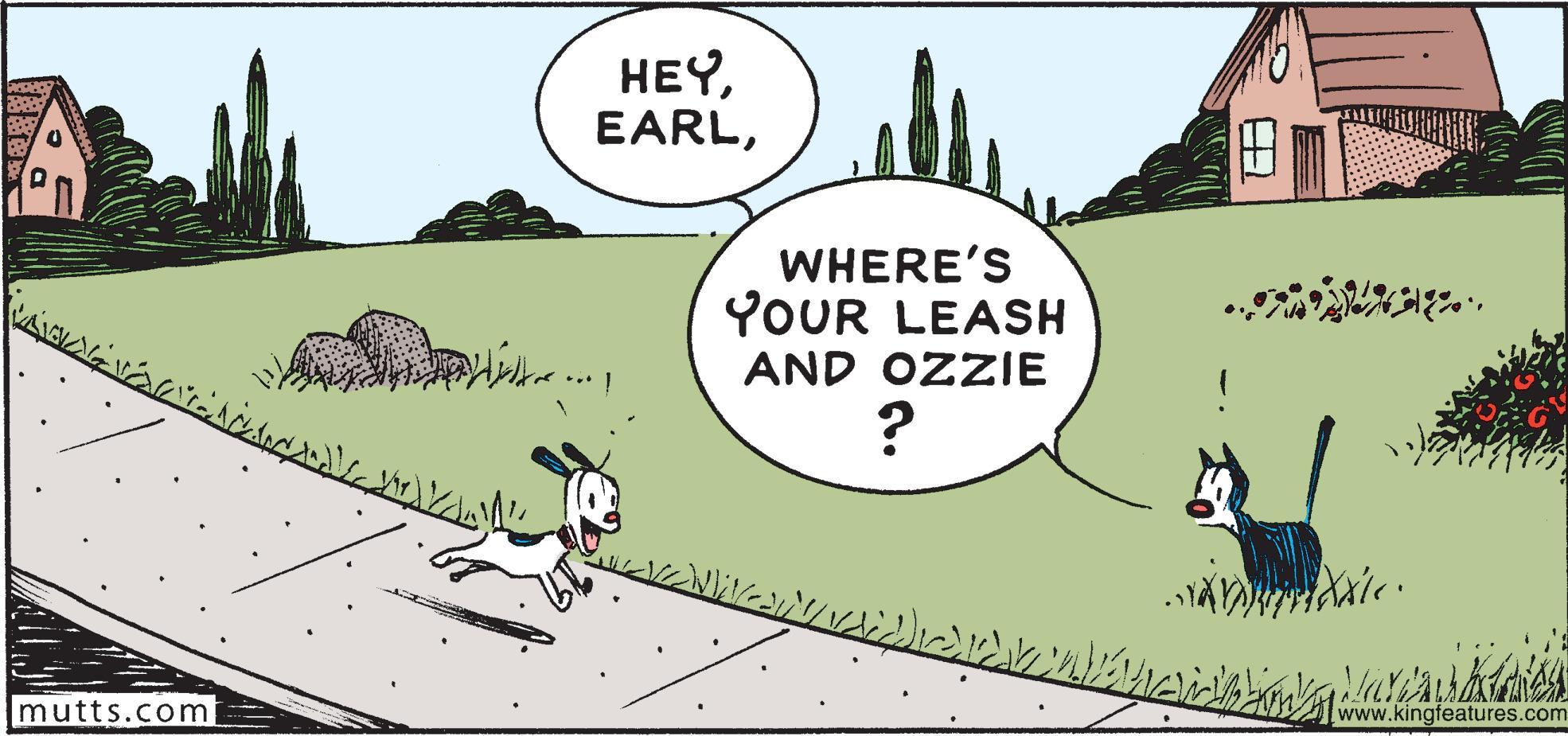 Art OCR: 0 mutts.com and HEYWHERE'S YOUR LEASH AND OZZIE ? VZNI 18 Paxle. Mariaus ties www.kingfeatures.com 0 mutts.com and HEYWHERE'S YOUR LEASH AND OZZIE ? VZNI 18 Paxle . Mariaus ties www.kingfeatures.com