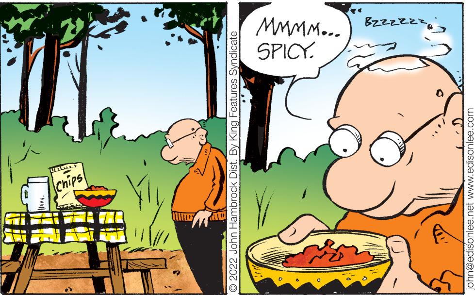 Yellow OCR: 101 2022 John Hambrock Dist. By King Features Syndicate john@edisonlee.net www.edisonlee.com SPICY. MMMM... 101 2022 John Hambrock Dist . By King Features Syndicate john@edisonlee.net www.edisonlee.com SPICY . MMMM ...