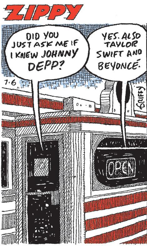 Motor vehicle OCR: ZIPPY DID YOU JUST ASK ME IF I KNEW JOHNNY DEPP? 1.6 YES. ALSO TAYLOR SWIFT AND BEYONCE. OPEN GRIFFY ZIPPY DID YOU JUST ASK ME IF I KNEW JOHNNY DEPP ? 1.6 YES . ALSO TAYLOR SWIFT AND BEYONCE . OPEN GRIFFY