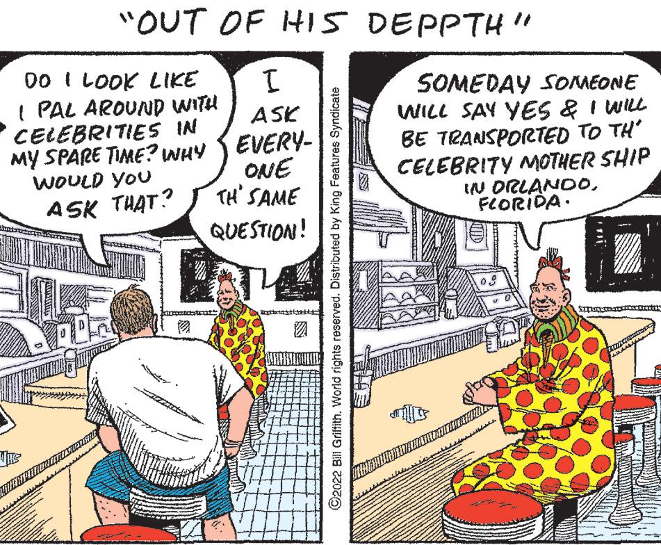 Mammal OCR: "OUT OF HIS DEPPTH" I ASK EVERY- ONE TH' SAME QUESTION! DO I LOOK LIKE I PAL AROUND WITH CELEBRITIES IN MY SPARE TIME? WHY WOULD YOU ASK THAT? V AMBIEN ?2022 Bill Griffith. World rights reserved. Distributed by King Features Syndicate SOMEDAY SOMEONE WILL SAY YES & I WILL BE TRANSPORTED TO TH' CELEBRITY MOTHER SHIP IN ORLANDOFLORIDA. 09 DICHANACHER D " OUT OF HIS DEPPTH " I ASK EVERY ONE TH ' SAME QUESTION ! DO I LOOK LIKE I PAL AROUND WITH CELEBRITIES IN MY SPARE TIME ? WHY WOULD YOU ASK THAT ? V AMBIEN ?2022 Bill Griffith . World rights reserved . Distributed by King Features Syndicate SOMEDAY SOMEONE WILL SAY YES & I WILL BE TRANSPORTED TO TH ' CELEBRITY MOTHER SHIP IN ORLANDOFLORIDA . 09 DICHANACHER D