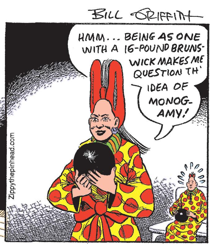 Rectangle OCR: Zippythepinhead.com BILL GRIFFINT HMM... BEING AS ONE WITH A 16-POUND BRUNS- WICK MAKES ME QUESTION TH" IDEA OF MONOG- AMY! Zippythepinhead.com BILL GRIFFINT HMM ... BEING AS ONE WITH A 16 - POUND BRUNS WICK MAKES ME QUESTION TH " IDEA OF MONOG AMY !