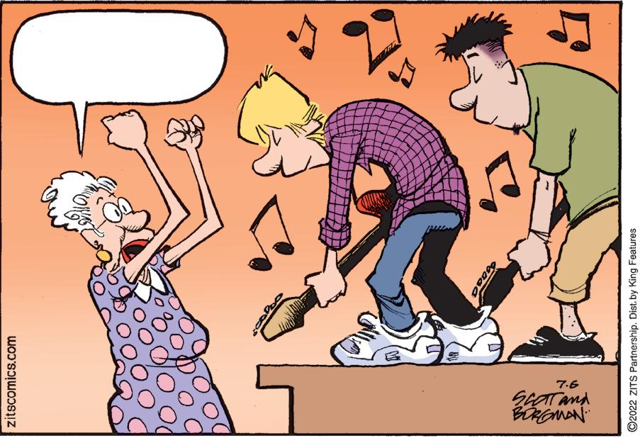 Gesture OCR: zitscomics.com BAND DOOD ?2022 ZITS Partnership. Dist. by King Features 4 zitscomics.com BAND DOOD ?2022 ZITS Partnership . Dist . by King Features 4