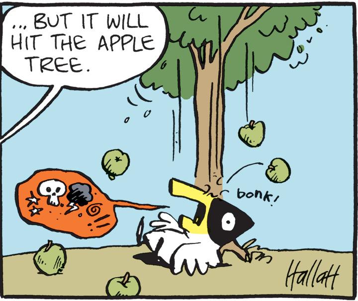 Adaptation OCR: BUT IT WILL HIT THE APPLE TREE. ?? 8 h for bonk! Lau Hallatt BUT IT WILL HIT THE APPLE TREE . ? ? 8 h for bonk ! Lau Hallatt