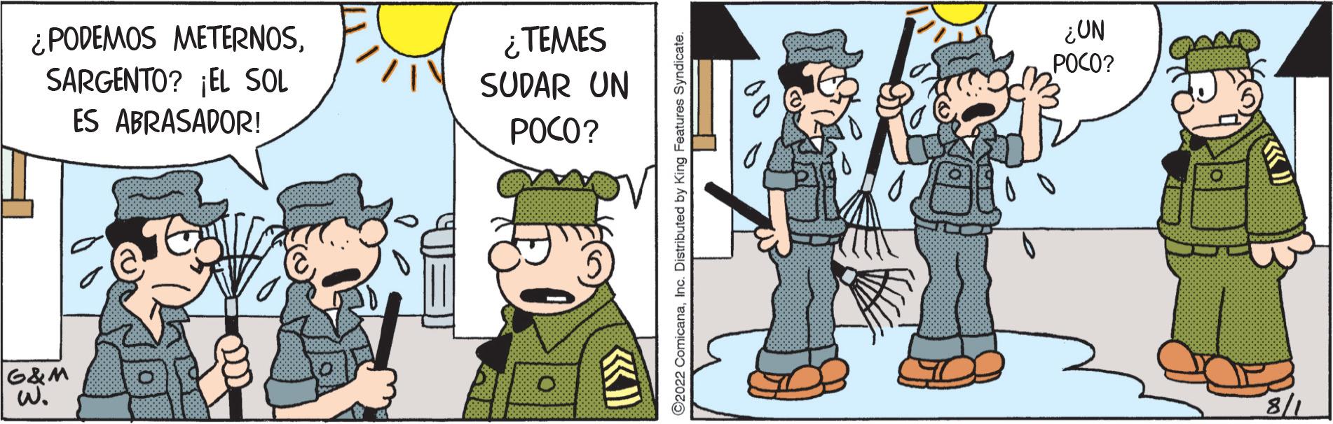 Animated cartoon OCR: ¿PODEMOS METERNOSSARGENTO? ¡EL SOL ES ABRASADOR! G&M W. ¿TEMES SUDAR UN POCO? ¿UN POCO? 8/1 ¿ PODEMOS METERNOSSARGENTO ? ¡ EL SOL ES ABRASADOR ! G & M W. ¿ TEMES SUDAR UN POCO ? ¿ UN POCO ? 8/1