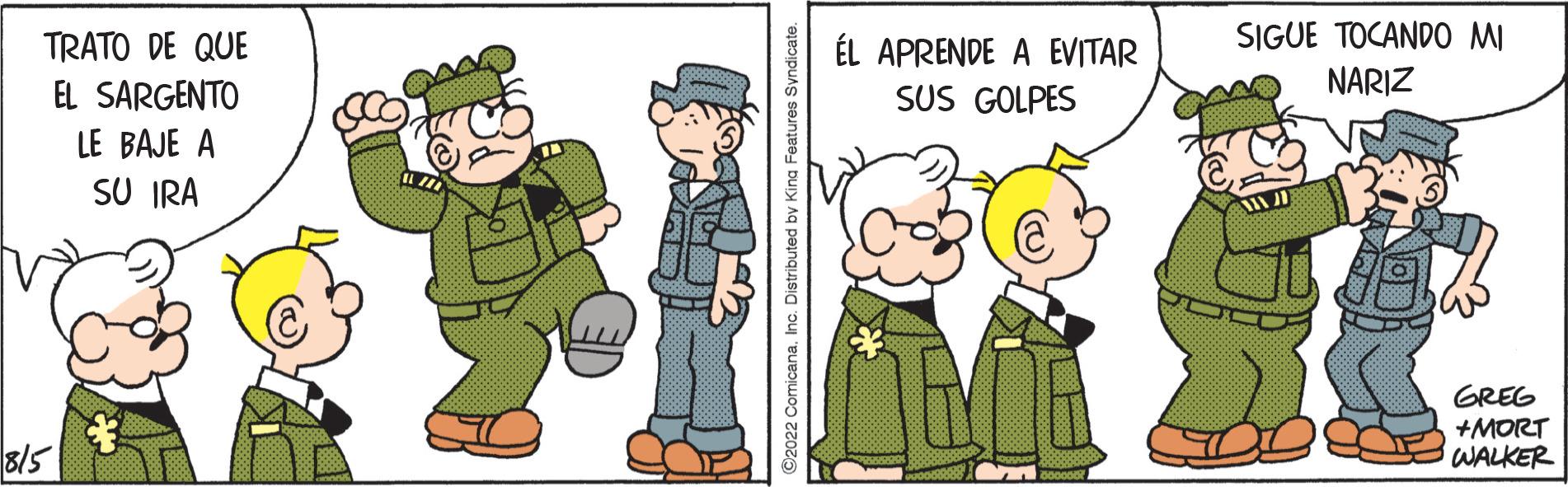 Mode of transport OCR: TRATO DE QUE EL SARGENTO LE BAJE A SU IRA 815 ÉL APRENDE A EVITAR SUS GOLPES SIGUE TOCANDO MI NARIZ GREG +MORT WALKER TRATO DE QUE EL SARGENTO LE BAJE A SU IRA 815 ÉL APRENDE A EVITAR SUS GOLPES SIGUE TOCANDO MI NARIZ GREG + MORT WALKER