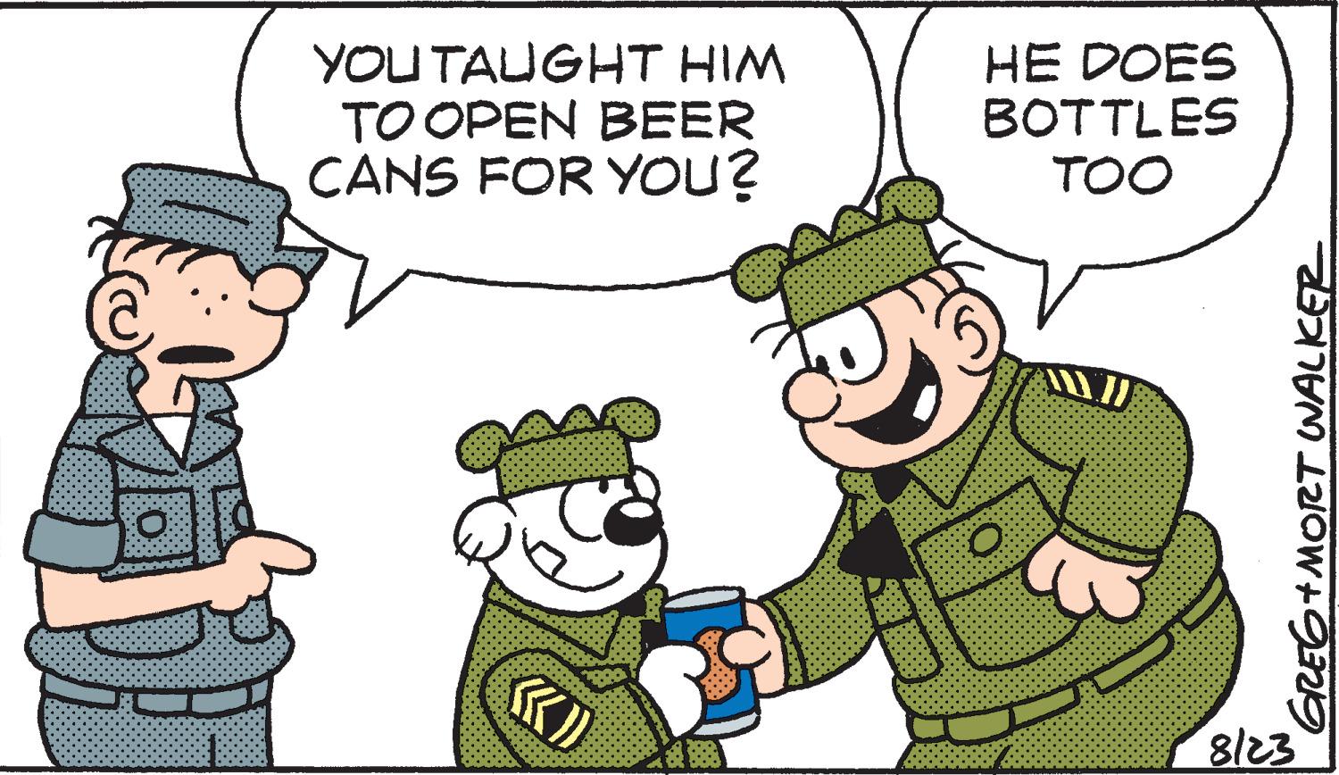 Gesture OCR: YOU TAUGHT HIM TO OPEN BEER CANS FOR YOU? «D HE DOES BOTTLES TOO GREG+MORT WALKER 8123 YOU TAUGHT HIM TO OPEN BEER CANS FOR YOU ? « D HE DOES BOTTLES TOO GREG + MORT WALKER 8123