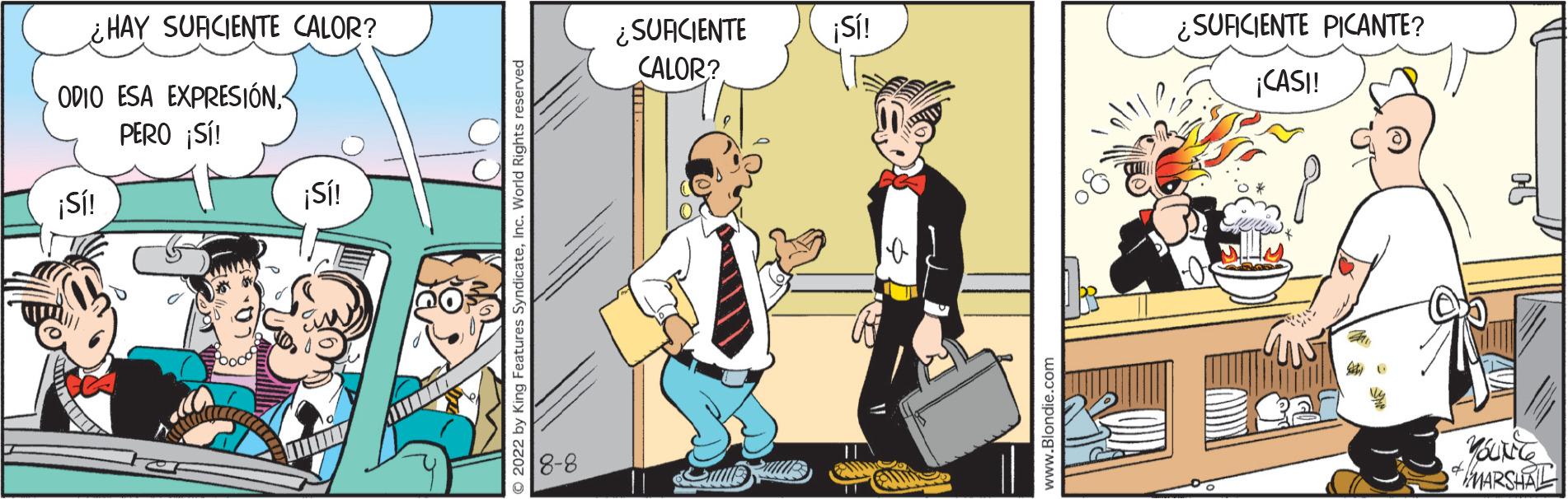Illustration OCR: ¿HAY SURCIENTE CALOR? ODIO ESA EXPRESIÓNPERO ¡Sí! ¡Sí! ¡Sí! 8-8 ¿SUACIENTE CALOR? S ¡Sí! II ¿SUFICIENTE PICANTE? ¡CASI! YOUNG MARSHAL ¿ HAY SURCIENTE CALOR ? ODIO ESA EXPRESIÓNPERO ¡ Sí ! ¡ Sí ! ¡ Sí ! 8-8 ¿ SUACIENTE CALOR ? S ¡ Sí ! II ¿ SUFICIENTE PICANTE ? ¡ CASI ! YOUNG MARSHAL