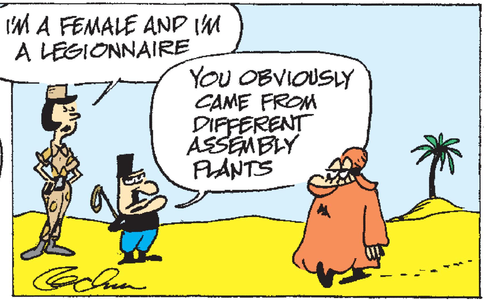 Handwriting OCR: I'M A FEMALE AND I'M A LEGIONNAIRE Cachin YOU OBVIOUSLY CAME FROM DIFFERENT ASSEMBLY PLANTS I'M A FEMALE AND I'M A LEGIONNAIRE Cachin YOU OBVIOUSLY CAME FROM DIFFERENT ASSEMBLY PLANTS