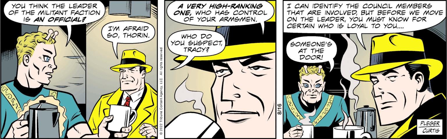 Comic book OCR: MOST YOU THINK THE LEADER OF THE MILITANT FACTION IS AN OFFICIAL? I'M AFRAID SOTHORIN. A VERY HIGH-RANKING ONEWHO HAS CONTROL OF YOUR ARMSMEN. WHO DO YOU SUSPECTTRACY? I CAN IDENTIFY THE COUNCIL MEMBERS THAT ARE INVOLVEDBUT BEFORE WE MOVE ON THE LEADERYOU MUST KNOW FOR CERTAIN WHO IS LOYAL TO YOU.... SOMEONE'S AT THE DOOR! 655 Jscernere PLEGER CURTIS MOST YOU THINK THE LEADER OF THE MILITANT FACTION IS AN OFFICIAL ? I'M AFRAID SOTHORIN . A VERY HIGH - RANKING ONEWHO HAS CONTROL OF YOUR ARMSMEN . WHO DO YOU SUSPECTTRACY ? I CAN IDENTIFY THE COUNCIL MEMBERS THAT ARE INVOLVEDBUT BEFORE WE MOVE ON THE LEADERYOU MUST KNOW FOR CERTAIN WHO IS LOYAL TO YOU .... SOMEONE'S AT THE DOOR ! 655 Jscernere PLEGER CURTIS