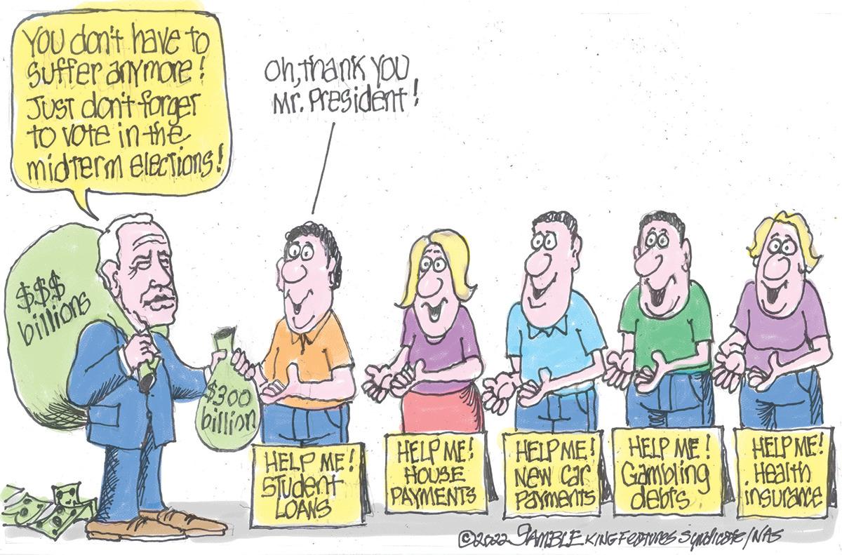 Illustration OCR: You don't have to Suffer anymore! Just don't forger to vote in the midterm elections! $$$ billions $300 billion OhMr. President! HELP ME! Student LOANS HELP ME! HOUSE PAYMENTS HELP ME! New Car HELP ME! HELP ME! Gambling Payments debts insurance Health " C222 GAMBLEKING Features Syndicate /NAS You don't have to Suffer anymore ! Just don't forger to vote in the midterm elections ! $$$ billions $ 300 billion Ohthank youMr. President ! HELP ME ! Student LOANS HELP ME ! HOUSE PAYMENTS HELP ME ! New Car HELP ME ! HELP ME ! Gambling Payments debts insurance Health " C222 GAMBLEKING Features Syndicate / NAS