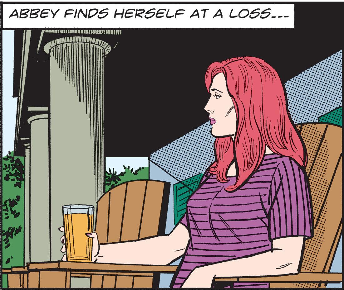 Drawing OCR: ABBEY FINDS HERSELF AT A LOSS... RESUL ABBEY FINDS HERSELF AT A LOSS ... RESUL