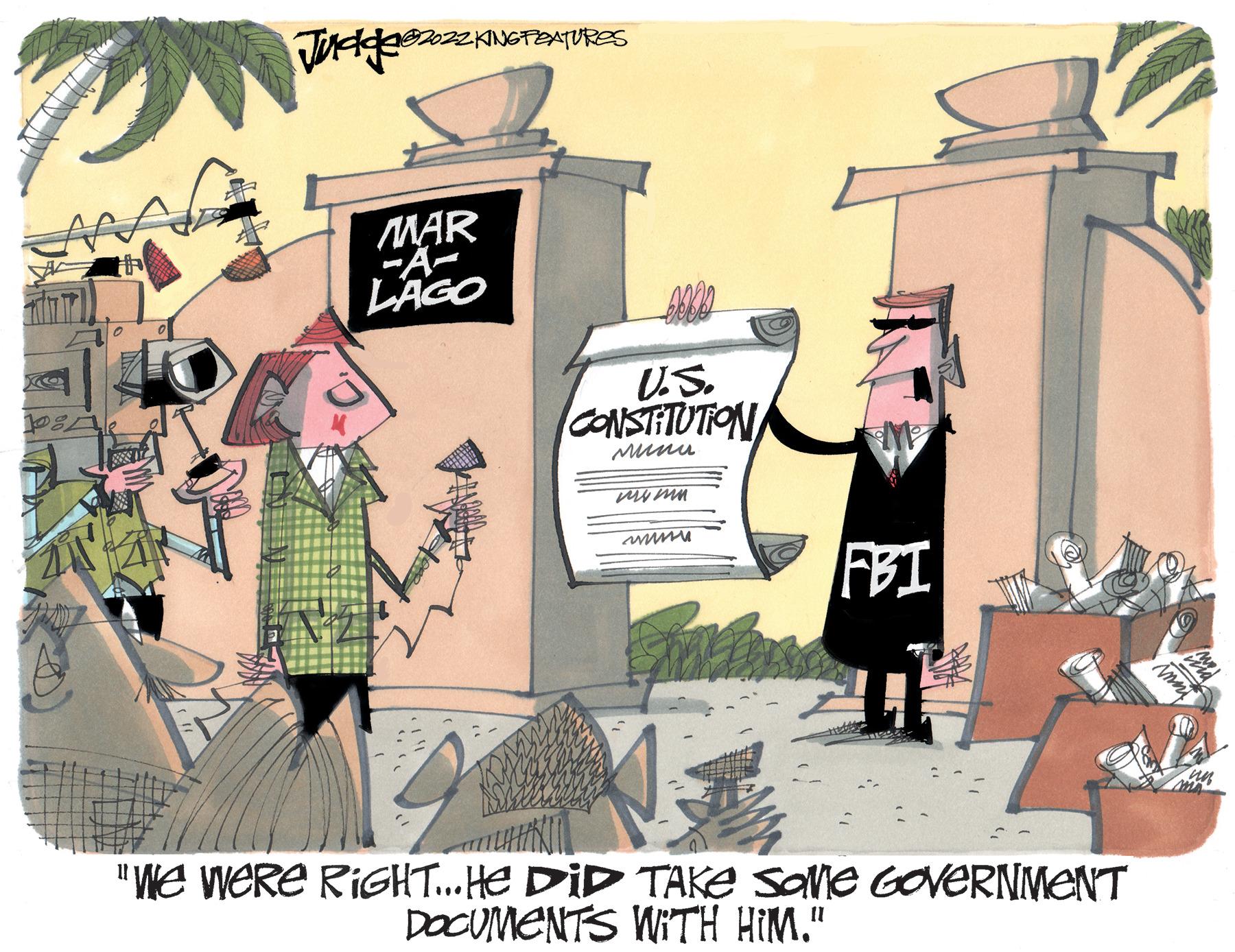 Graphics OCR: 211 KING FEATURES MAR -A- LAGO U.S. CONSTITUTION munu ???? www FBT "We Were RIGHT... HE DID TAKE SOME GOVERNMENT DOCUMENTS WITH HIM." 211 KING FEATURES MAR -A LAGO U.S. CONSTITUTION munu ???? www FBT " We Were RIGHT ... HE DID TAKE SOME GOVERNMENT DOCUMENTS WITH HIM . "