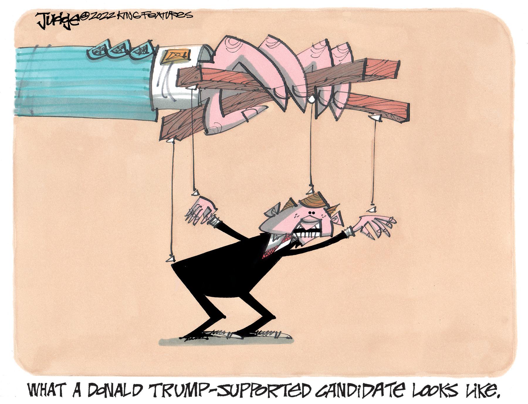 Knee OCR: Judge 2022 KING FEATURES AVEN WHAT A DONALD TRUMP-SUPPORTED CANDIDATE LOOKS LIKE. Judge 2022 KING FEATURES AVEN WHAT A DONALD TRUMP - SUPPORTED CANDIDATE LOOKS LIKE .