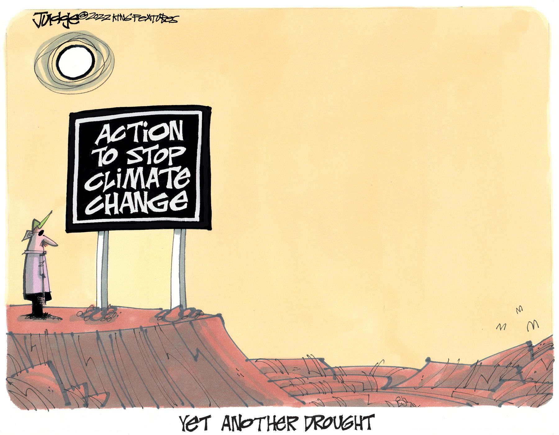 Paper product OCR: Judge 2022 KING FEATURES ACTION TO STOP CLIMATE CHANGE YET ANOTHER DROUGHT M M Judge 2022 KING FEATURES ACTION TO STOP CLIMATE CHANGE YET ANOTHER DROUGHT M M