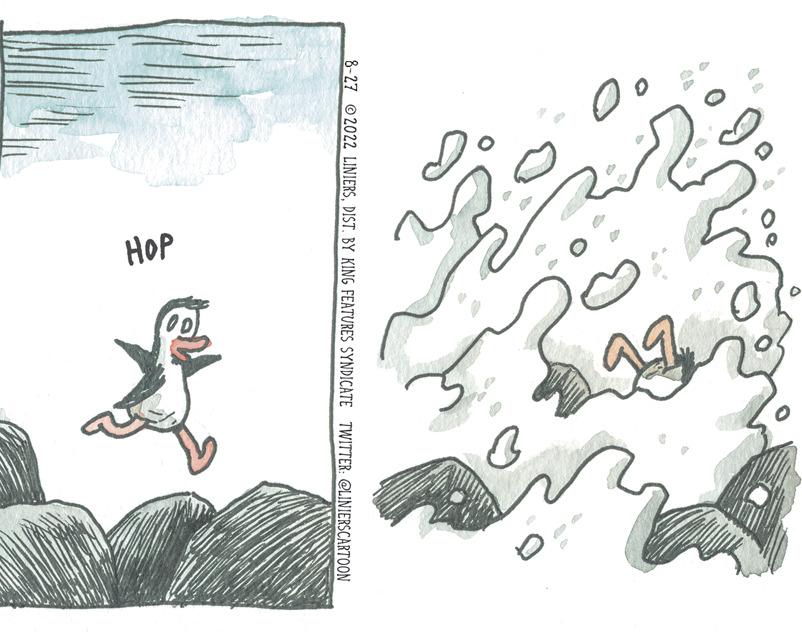Rectangle OCR: 8-27 2022 LINIERSDIST. BY KING FEATURES SYNDICATE TWITTER: @LINIERSCARTOON HOP 8-27 2022 LINIERSDIST . BY KING FEATURES SYNDICATE TWITTER : @LINIERSCARTOON HOP