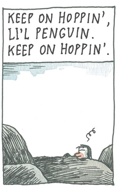 Paper OCR: KEEP ON HOPPIN'LI'L PENGUIN. KEEP ON HOPPIN'. KEEP ON HOPPIN 'LI'L PENGUIN . KEEP ON HOPPIN ' .