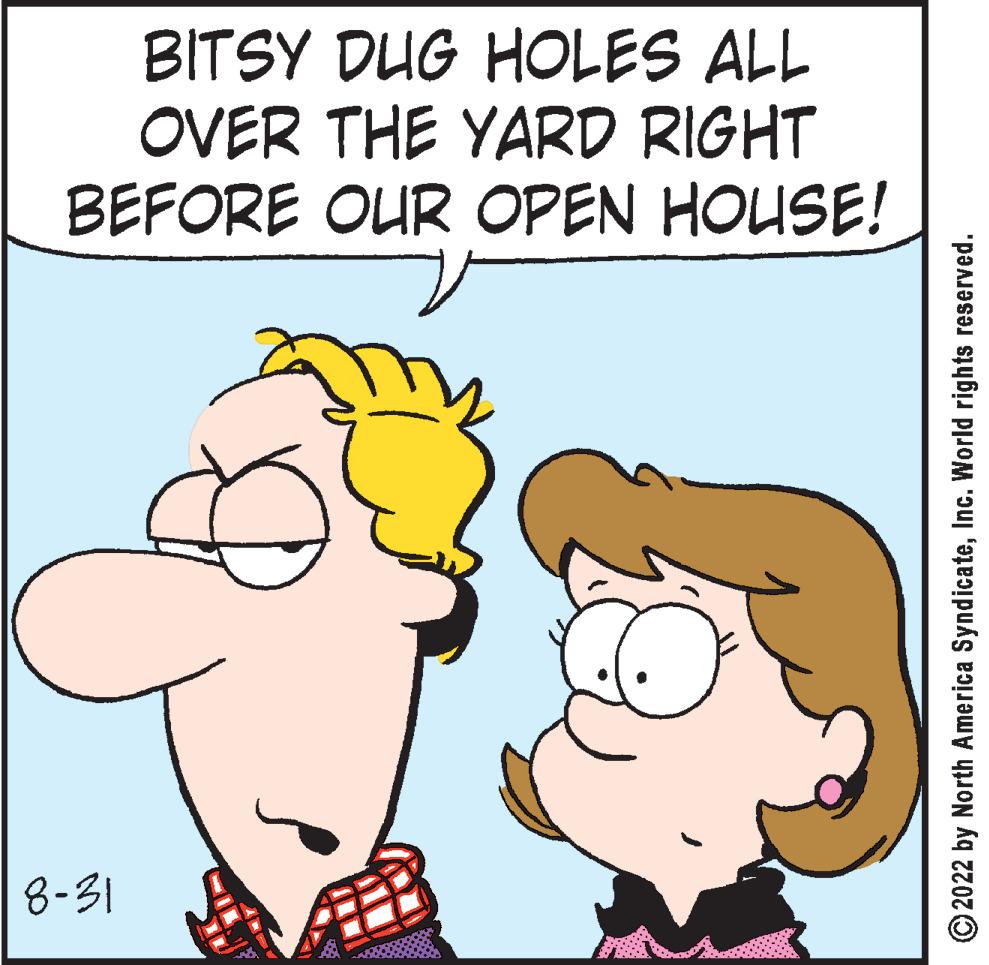 Jaw OCR: BITSY DUG HOLES ALL OVER THE YARD RIGHT BEFORE OUR OPEN HOUSE! 8-31 ?2022 by North America SyndicateInc. World rights reserved. BITSY DUG HOLES ALL OVER THE YARD RIGHT BEFORE OUR OPEN HOUSE ! 8-31 ?2022 by North America SyndicateInc. World rights reserved .