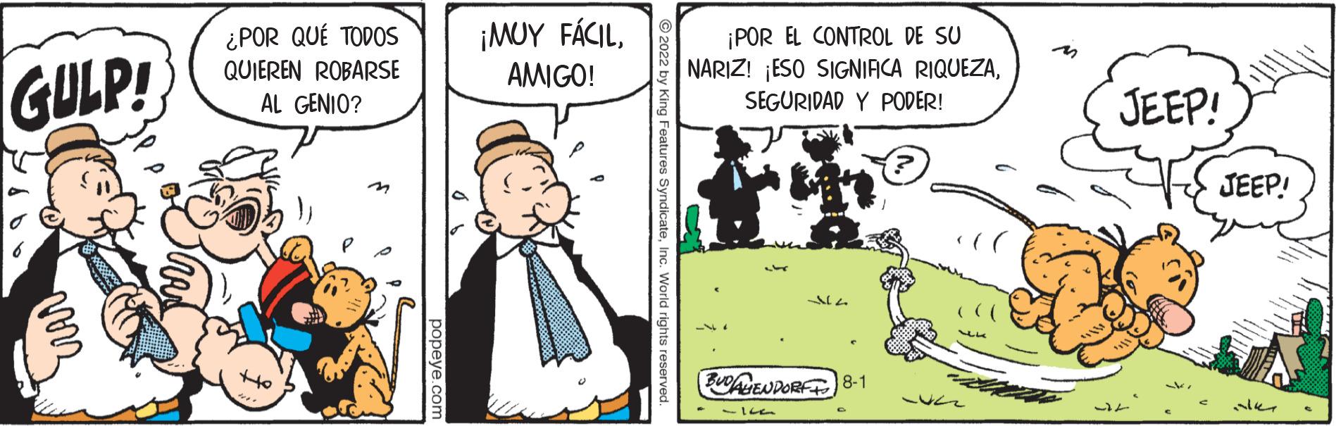 Fiction OCR: GULP! riar ¿POR QUÉ TODOS QUIEREN ROBARSE AL GENIO? +to ¡MUY FÁCILAMIGO! ¡POR EL CONTROL DE SU NARIZ! ESO SIGNIFICA RIQUEZASEGURIDAD Y PODER! ebr BUDALENDORF 8-1 553 JEEP! 37 JEEP! alk GULP ! riar ¿ POR QUÉ TODOS QUIEREN ROBARSE AL GENIO ? + to ¡ MUY FÁCILAMIGO ! ¡ POR EL CONTROL DE SU NARIZ ! ESO SIGNIFICA RIQUEZASEGURIDAD Y PODER ! ebr BUDALENDORF 8-1 553 JEEP ! 37 JEEP ! alk