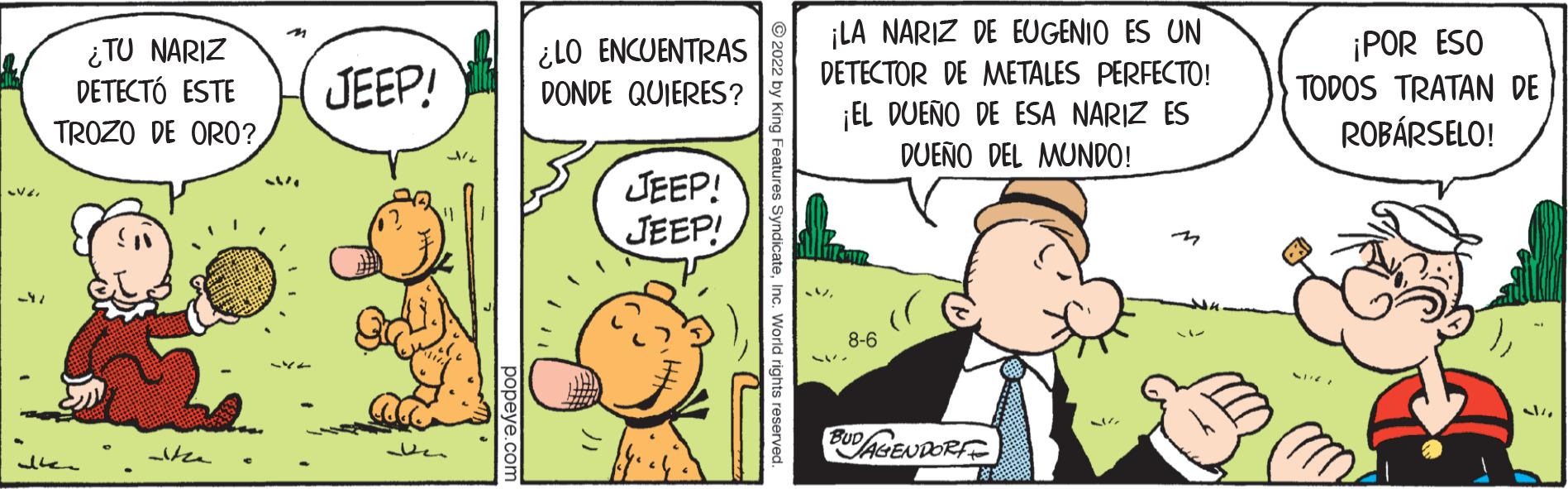 Tie OCR: VE ¿TU NARIZ DETECTÓ ESTE TROZO DE ORO? ???? the M //I JEEP! ¿LO ENCUENTRAS DONDE QUIERES? JEEP! JEEP! ¡LA NARIZ DE EUGENIO ES UN DETECTOR DE METALES PERFECTO! ¡EL DUEÑO DE ESA NARIZ ES DUEÑO DEL MUNDO! SV. 8-6 BUDAGENDORF ¡POR ESO TODOS TRATAN DE ROBÁRSELO! VE ¿ TU NARIZ DETECTÓ ESTE TROZO DE ORO ? ???? the M // I JEEP ! ¿ LO ENCUENTRAS DONDE QUIERES ? JEEP ! JEEP ! ¡ LA NARIZ DE EUGENIO ES UN DETECTOR DE METALES PERFECTO ! ¡ EL DUEÑO DE ESA NARIZ ES DUEÑO DEL MUNDO ! SV . 8-6 BUDAGENDORF ¡ POR ESO TODOS TRATAN DE ROBÁRSELO !