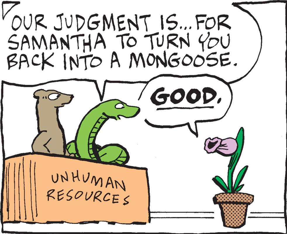 Happy OCR: YOUR JUDGMENT IS... FOR SAMANTHA TO TURN YOU BACK INTO A MONGOOSE. GOOD. 36 UNHUMAN RESOURCES YOUR JUDGMENT IS ... FOR SAMANTHA TO TURN YOU BACK INTO A MONGOOSE . GOOD . 36 UNHUMAN RESOURCES