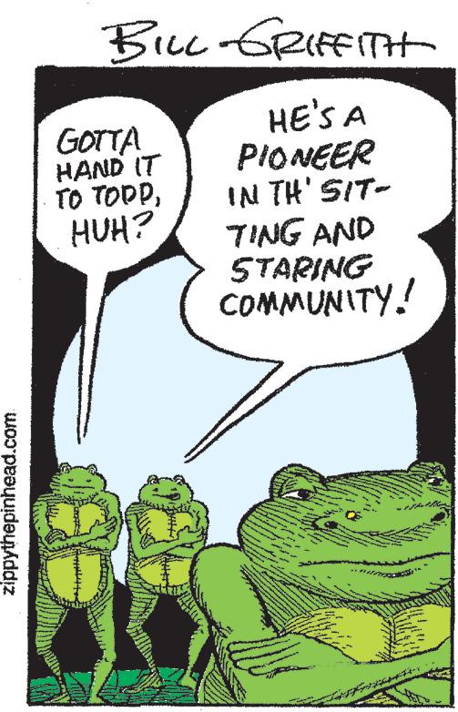 Drawing OCR: zippythepinhead.com BILL GRIFFITH HE'S A PIONEER IN TH' SIT- TING AND GOTTA HAND IT TO TODDHUH? STARING COMMUNITY! zippythepinhead.com BILL GRIFFITH HE'S A PIONEER IN TH ' SIT TING AND GOTTA HAND IT TO TODDHUH ? STARING COMMUNITY !