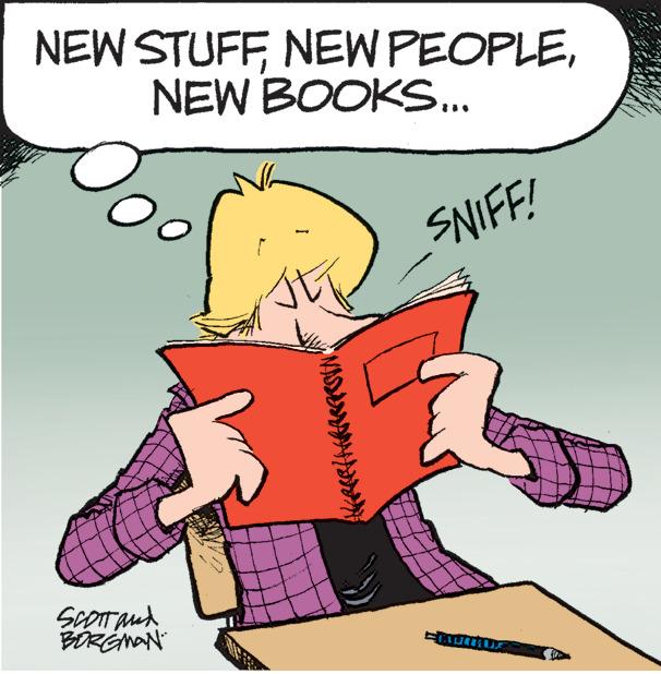 Illustration OCR: NEW STUFFNEW BOOKS... SCOTT and BORGMAN St ALERCE/HARRRGRSIN SNIFF! CAURUX NEW STUFFNEW PEOPLENEW BOOKS ... SCOTT and BORGMAN St ALERCE / HARRRGRSIN SNIFF ! CAURUX