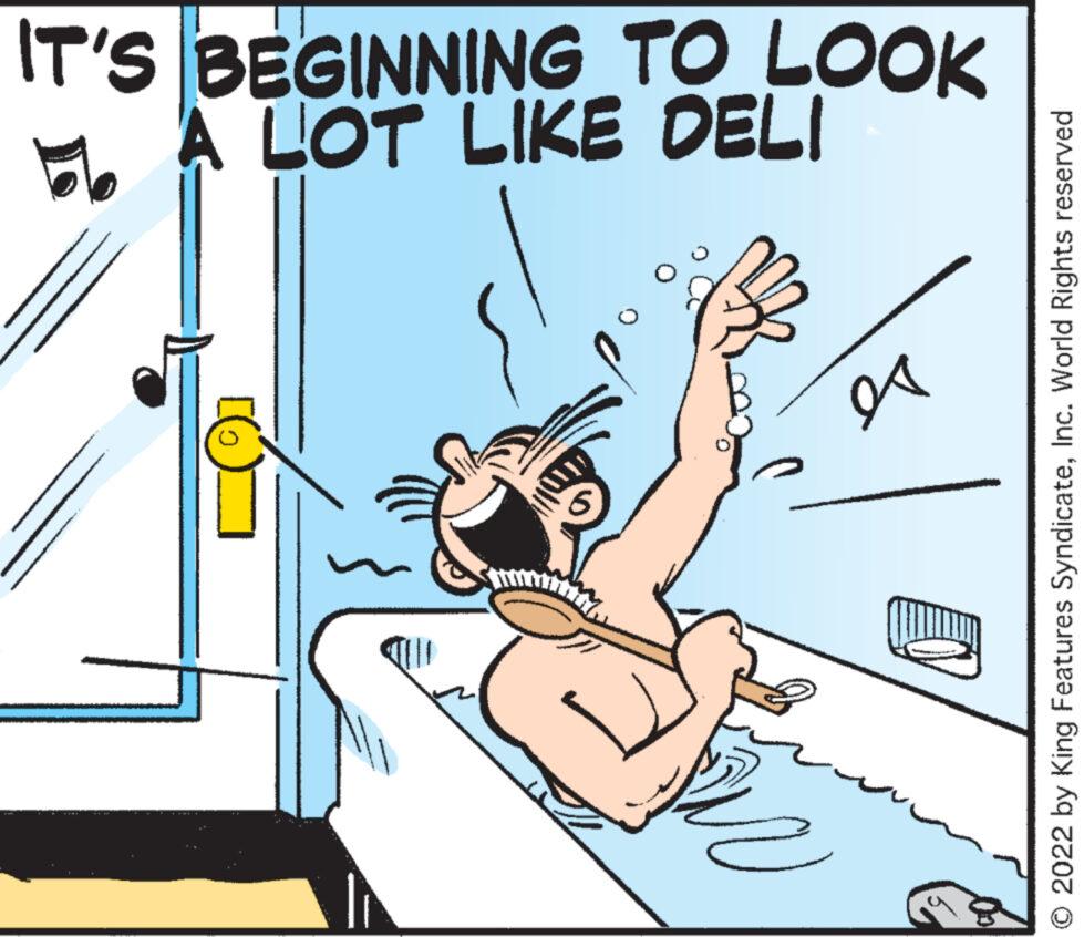 Drawing OCR: ?? A LOT LIKE DELI IT'S BEGINNING TO LOOK 99 © 2022 by King Features SyndicateInc. World Rights reserved ?? A LOT LIKE DELI IT'S BEGINNING TO LOOK 99 © 2022 by King Features SyndicateInc. World Rights reserved